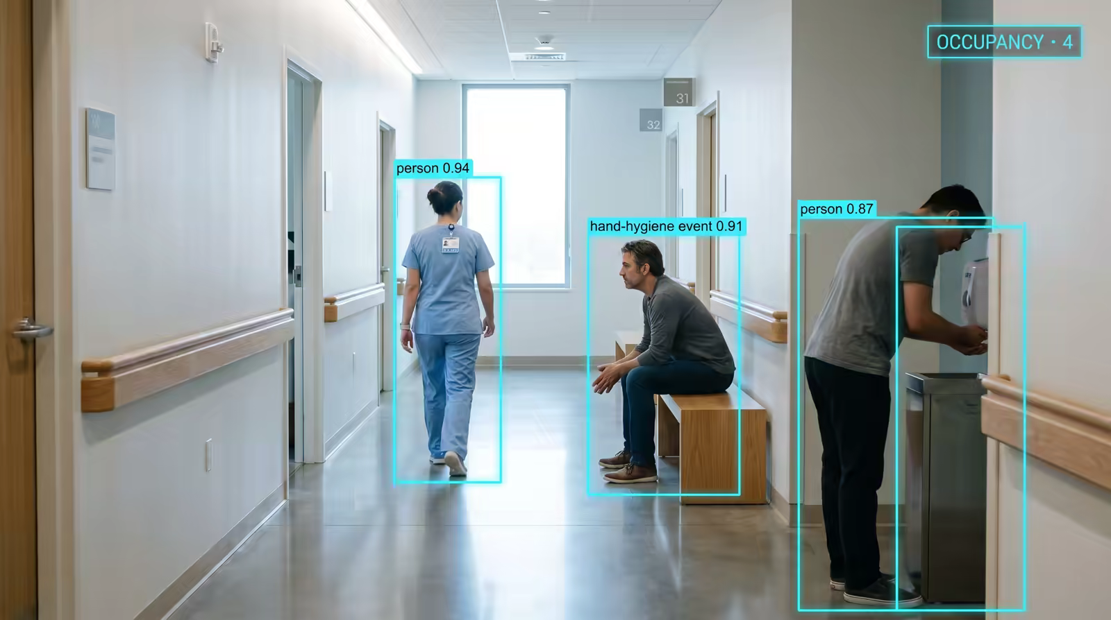 Healthcare – hospital corridor with patient safety detection